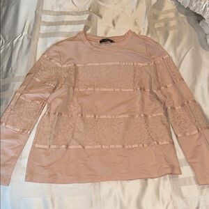 Karl Lagerfeld Peach Lace Detail Blouse